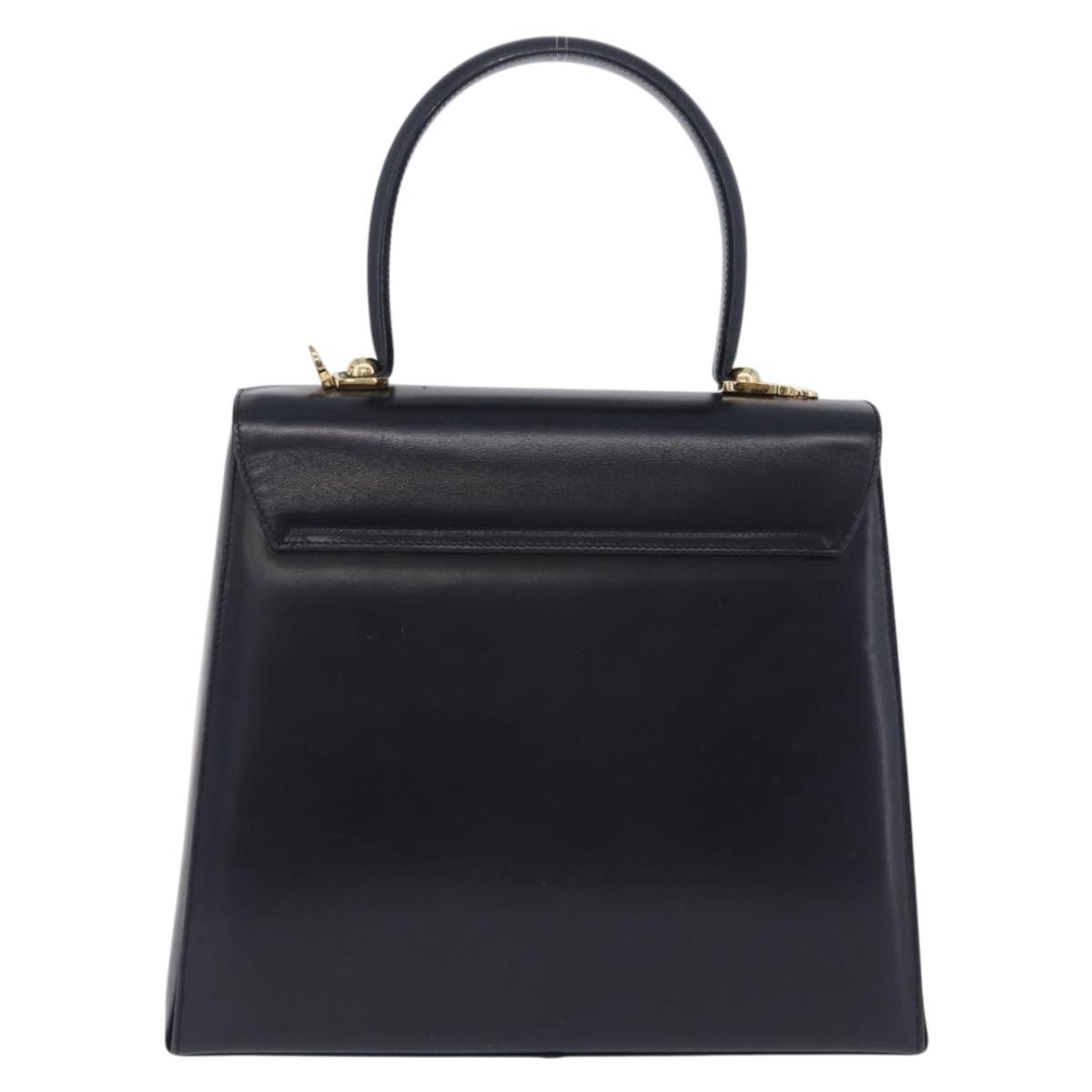Salvatore Ferragamo Convertible Top Handle Leather Navy Leather Handbag (Pre-Owned)