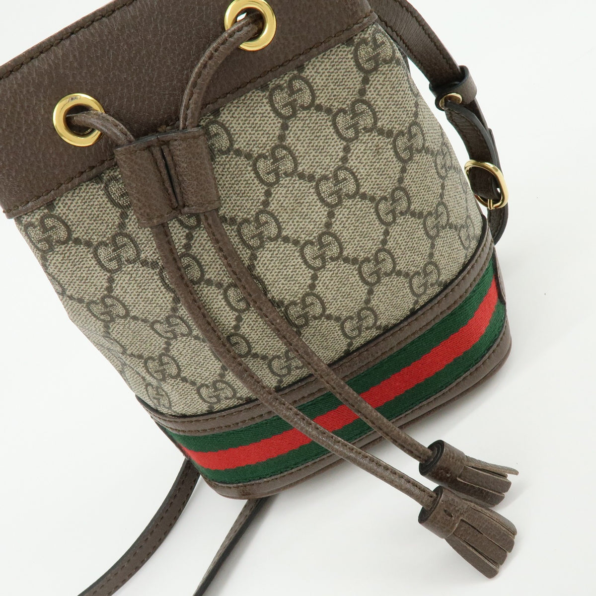 Gucci Ophidia Bucket Gg Coated Canvas Beige Canvas Handbag (Pre-Owned)