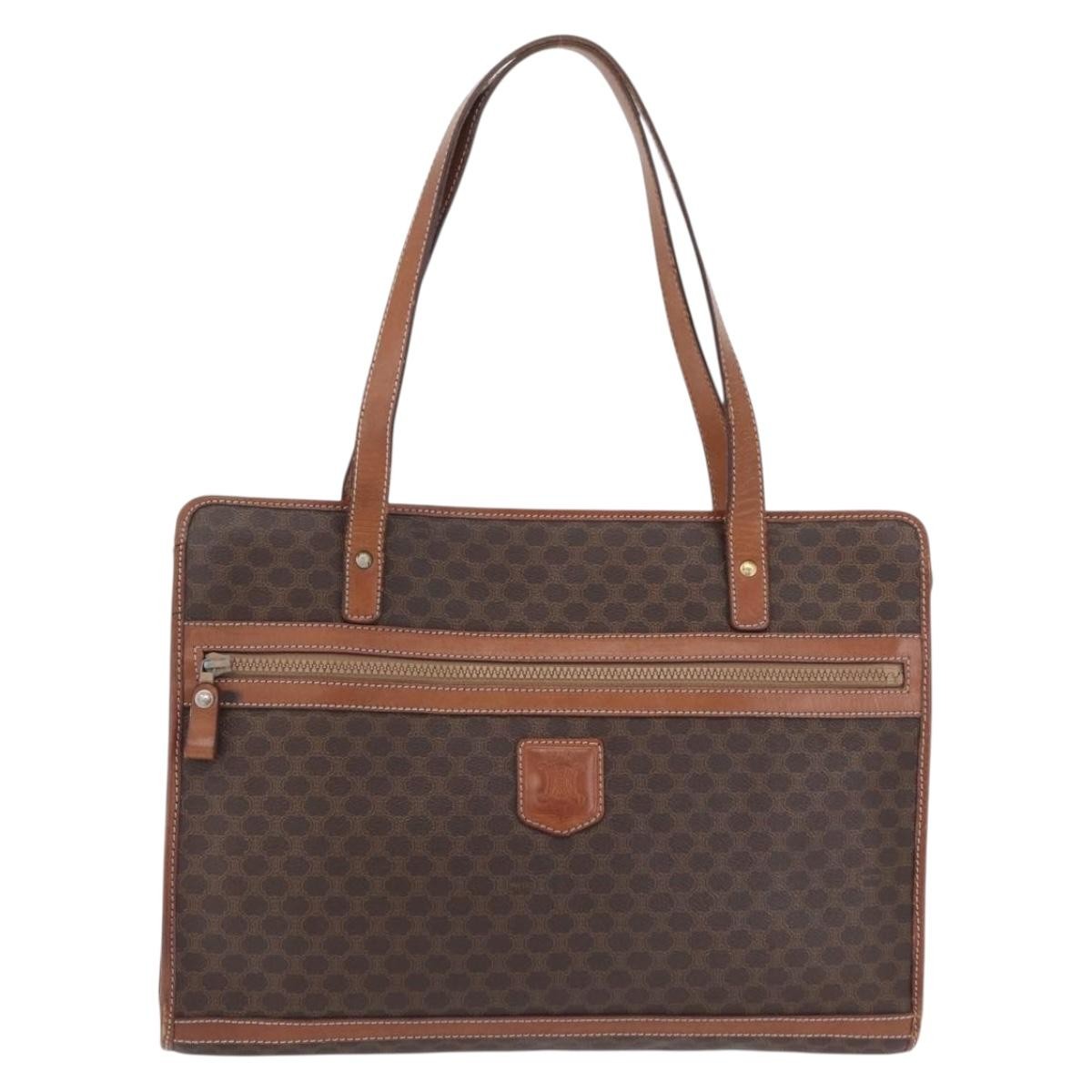 Celine Macadam Macadam With Leather Brown Canvas Tote Bag Bag (Pre-Owned)