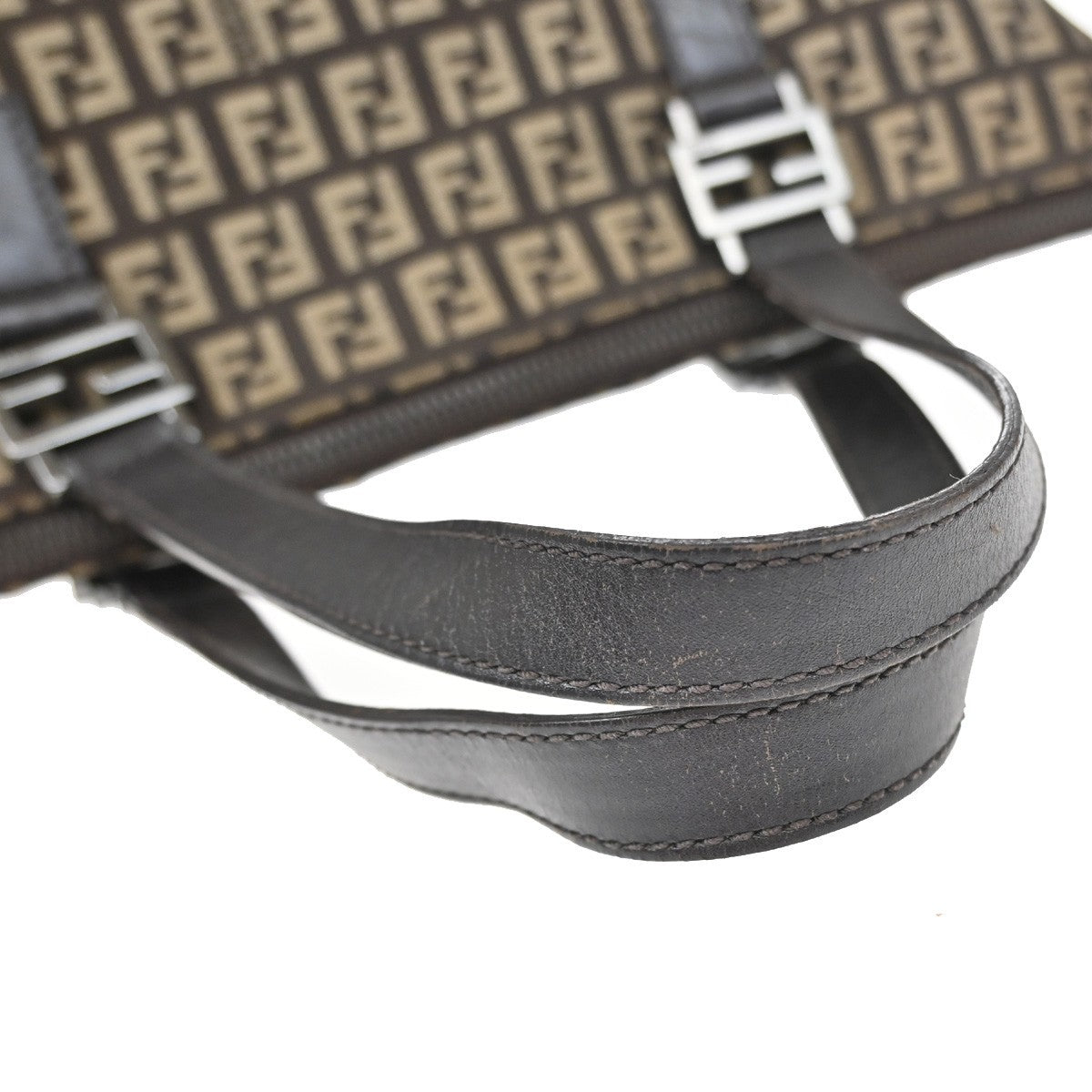 Fendi Shoulder Zucchino Canvas Brown Canvas Shoulder Bag Bag (Pre-Owned)