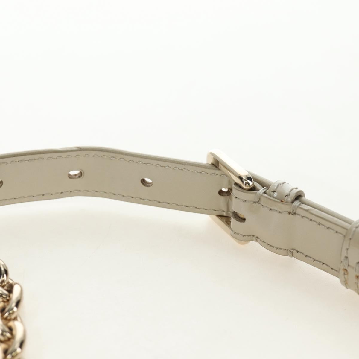 Christian Dior 30 Montaigne Chain Flap Micro Cannage Metallic Calfskin Beige Patent_Leather Shoulder Bag Bag (Pre-Owned)