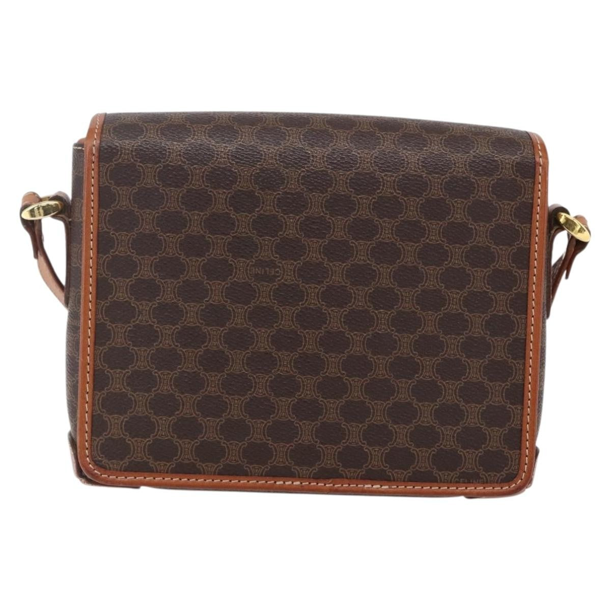 Celine Vintage Macadam Canvas And Leather Brown Canvas Shoulder Bag Bag (Pre-Owned)
