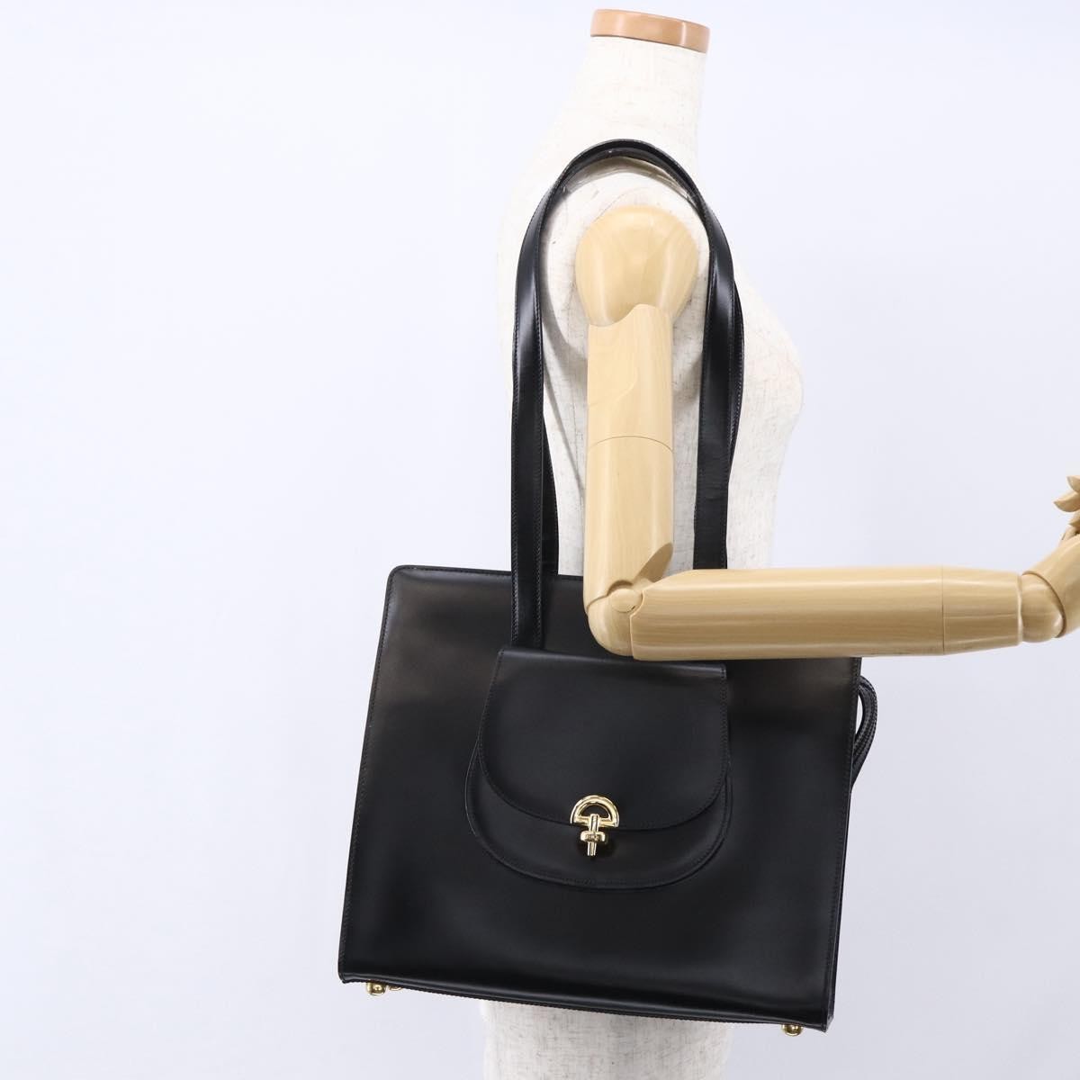 Celine Tote Leather Black Leather Tote Bag Bag (Pre-Owned)