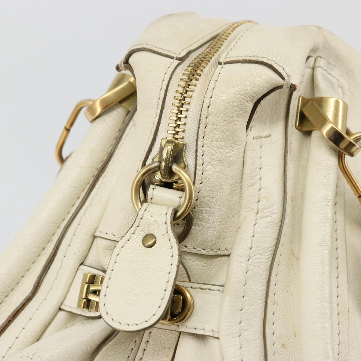 Chloe Paraty Top Handle Leather White Leather Handbag (Pre-Owned)
