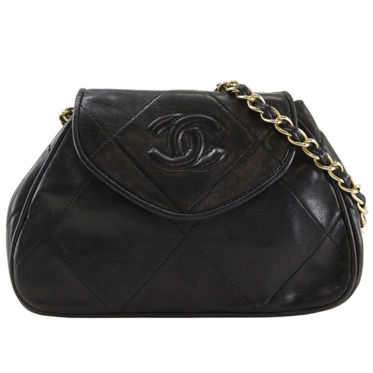 Chanel Flap Shoulder Leather Black Leather Shoulder Bag Bag (Pre-Owned)