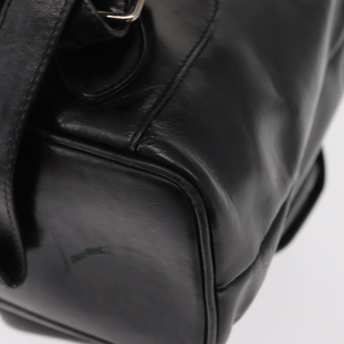 Gucci Vintage Bamboo Leather Black Leather Backpack Bag (Pre-Owned)