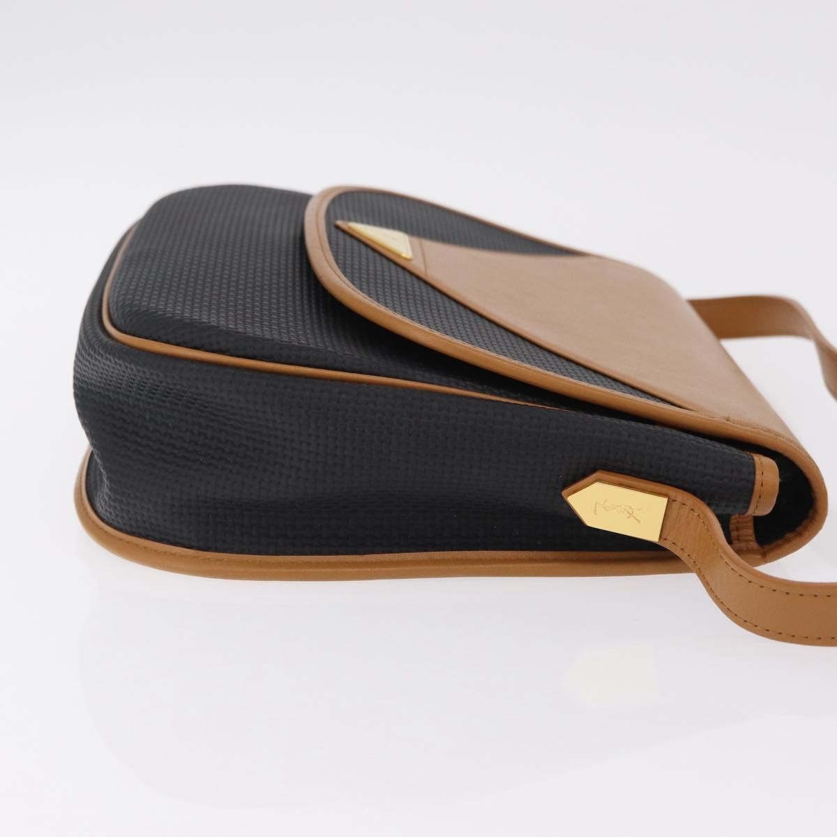 Saint Laurent Vintage Shoulder Bag Leather Black Leather Shoulder Bag Bag (Pre-Owned)