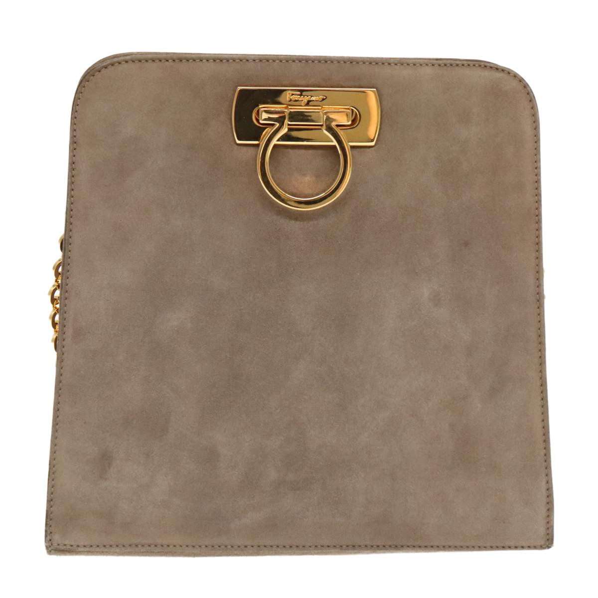 Salvatore Ferragamo Vintage Gancini Chain Suede Brown Suede Shoulder Bag Bag (Pre-Owned)