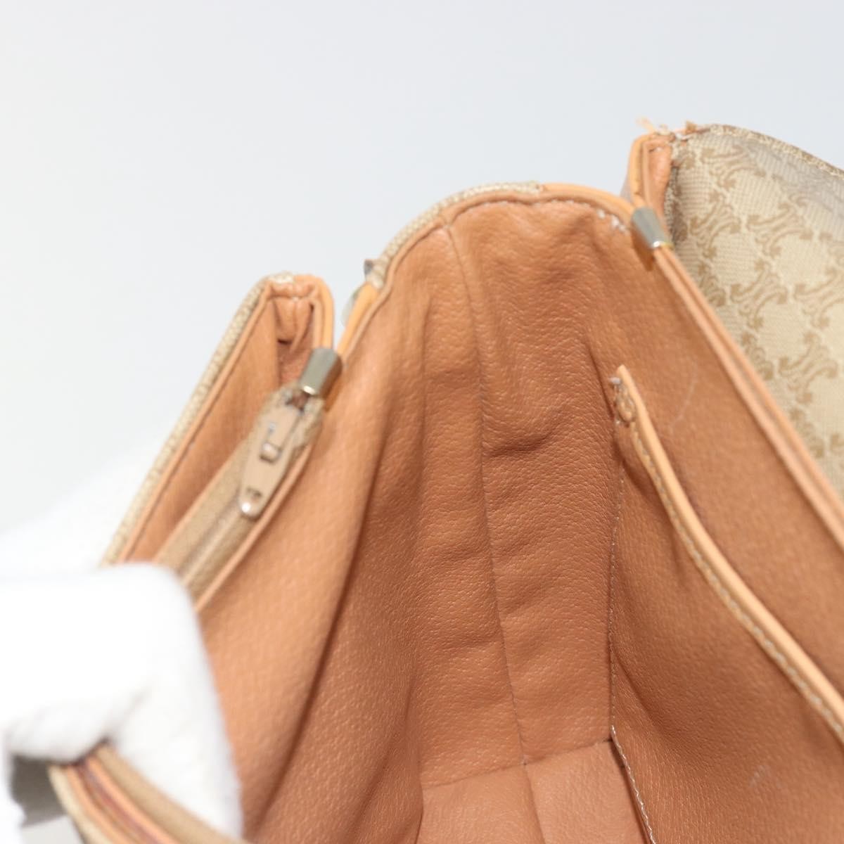 Celine Vintage Macadam Canvas And Leather Beige Canvas Shoulder Bag Bag (Pre-Owned)