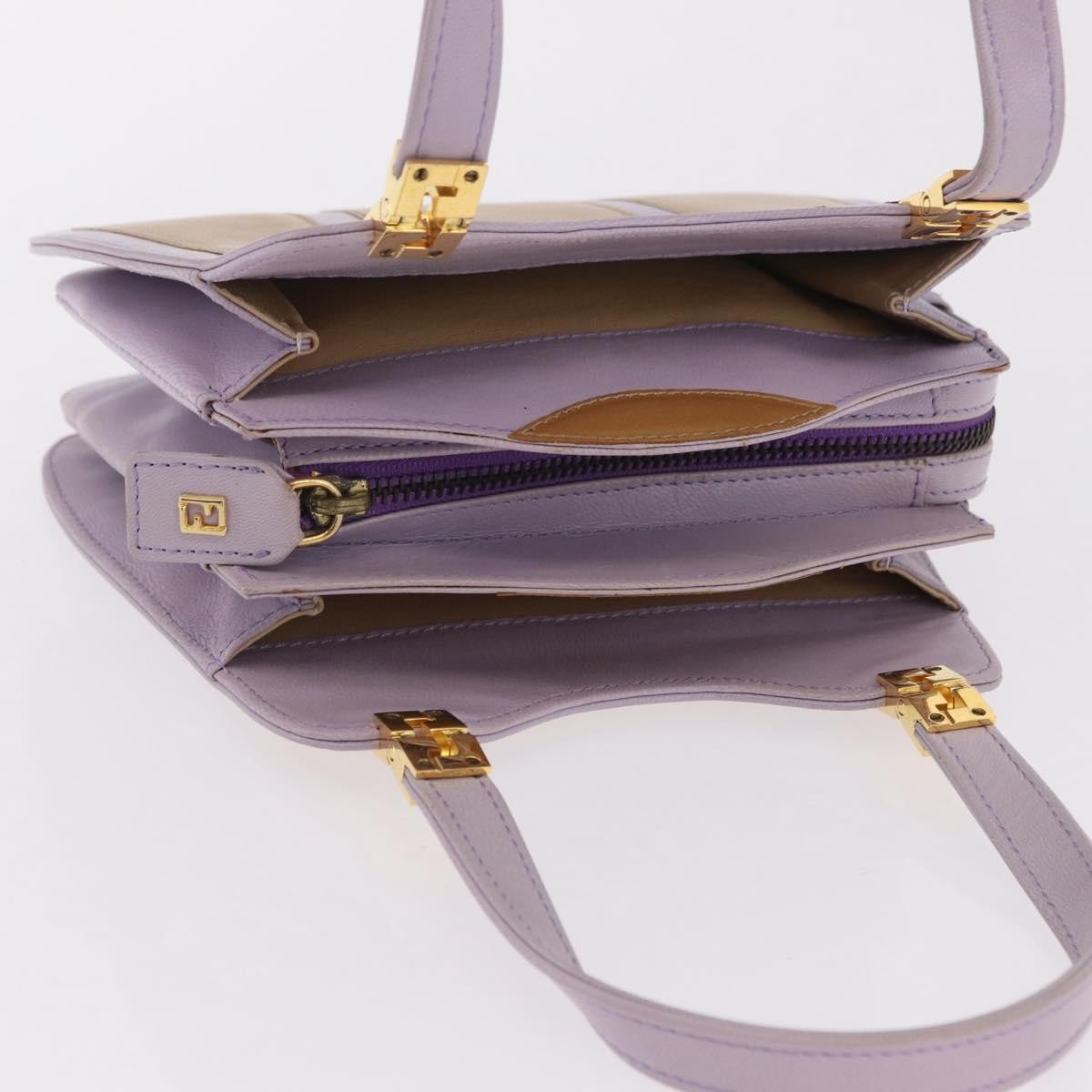 Fendi Handbag Cuir Purple Leather Handbag (Pre-Owned)