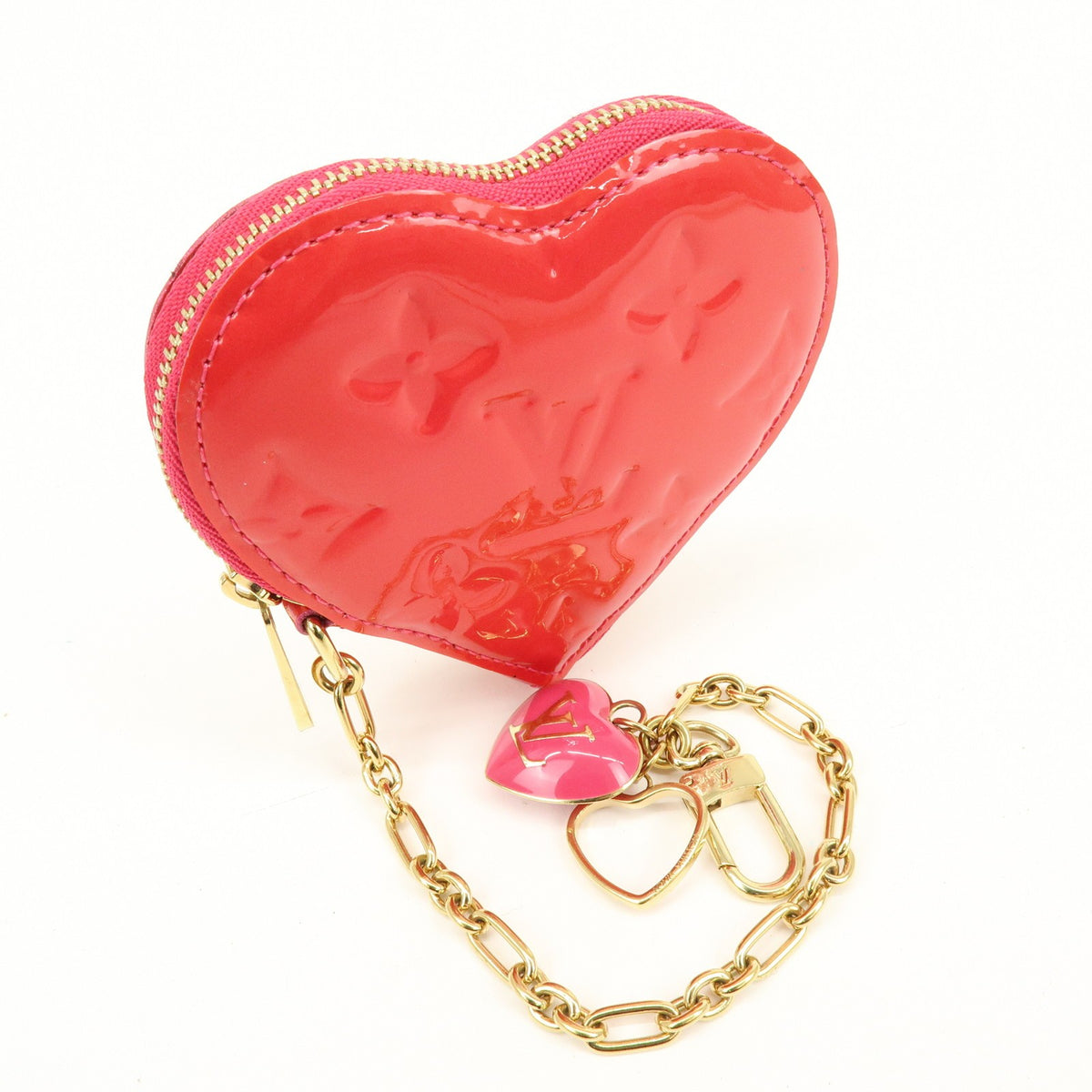 Louis Vuitton Heart Coin Purse Monogram Vernis Pink Patent_Leather Clutche & Pouche Bag (Pre-Owned)