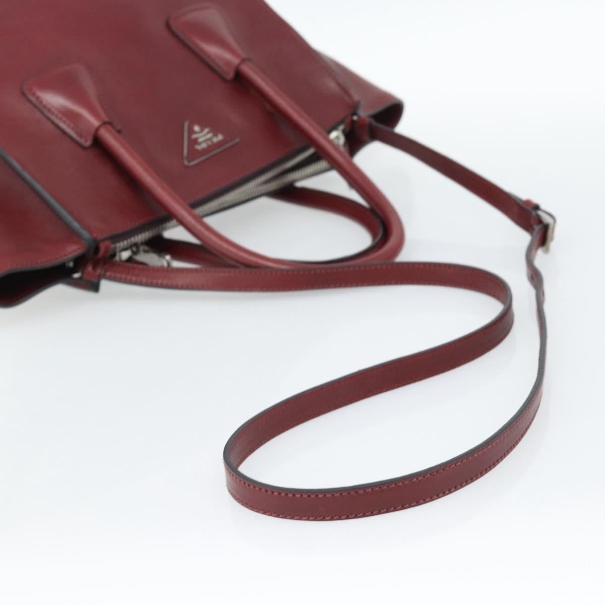 Prada Double Zip Lux Saffiano Leather Red Leather Tote Bag Bag (Pre-Owned)