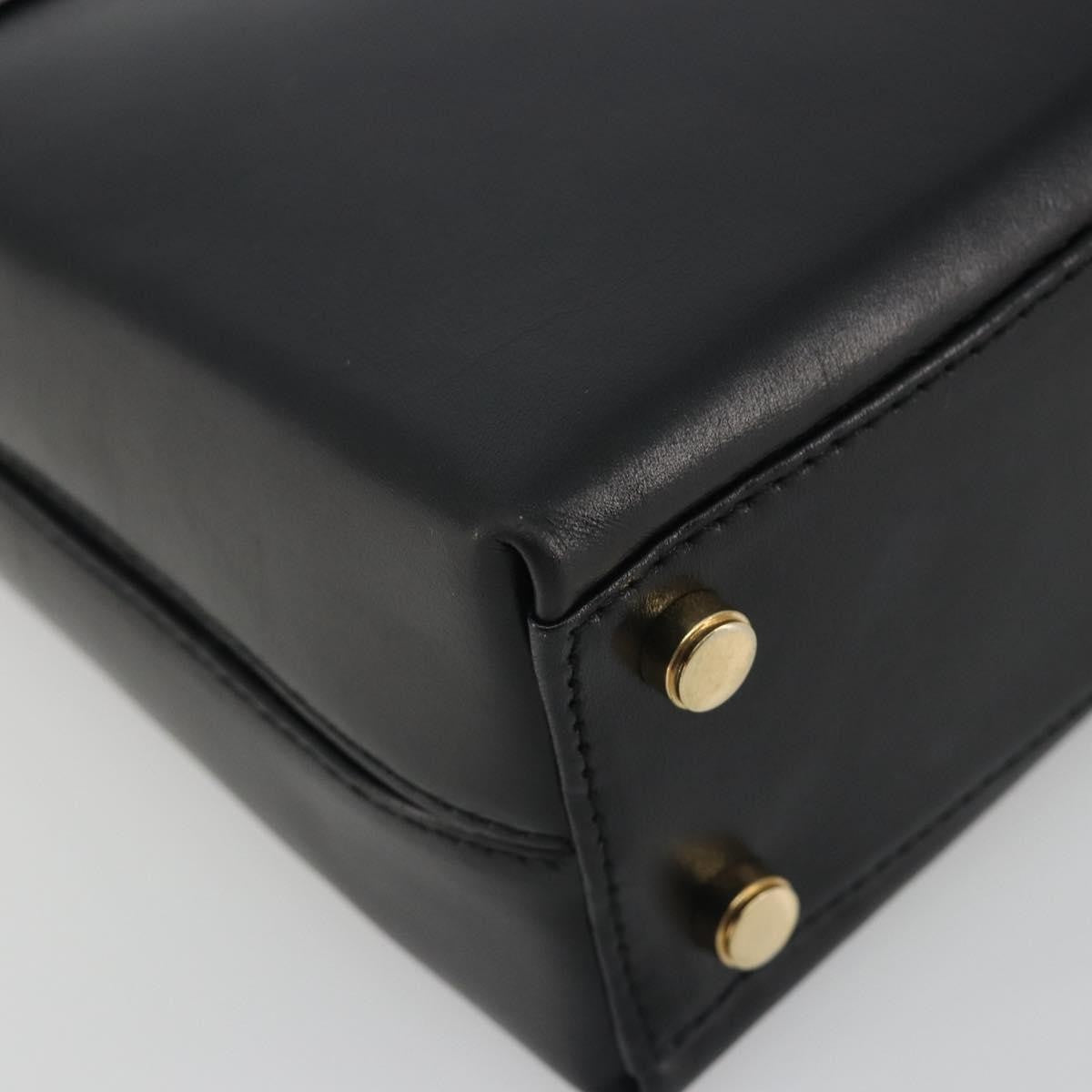 Salvatore Ferragamo Gancini Convertible Top Handle Leather Black Leather Handbag (Pre-Owned)