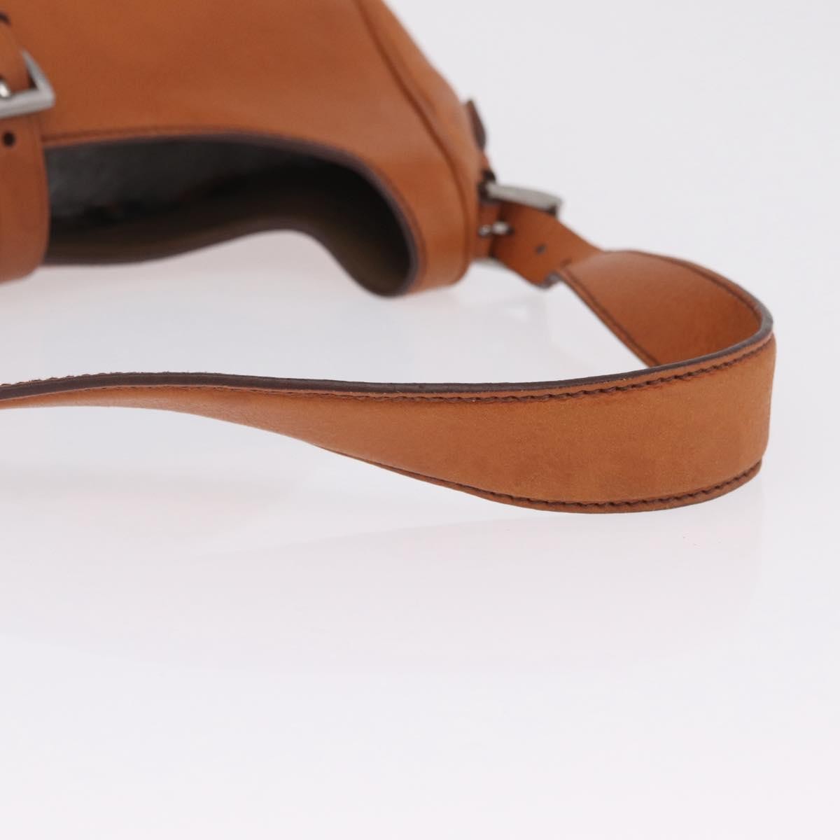 Prada Shoulder Leather Brown Leather Shoulder Bag Bag (Pre-Owned)