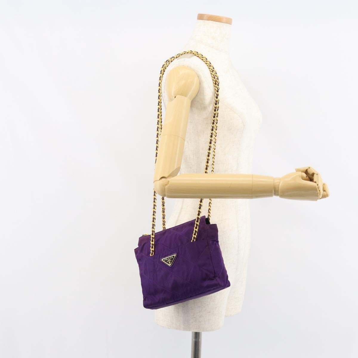 Prada Re-Edition 1995 Chain Quilted Re-Nylon Purple Nylon Tote Bag Bag (Pre-Owned)