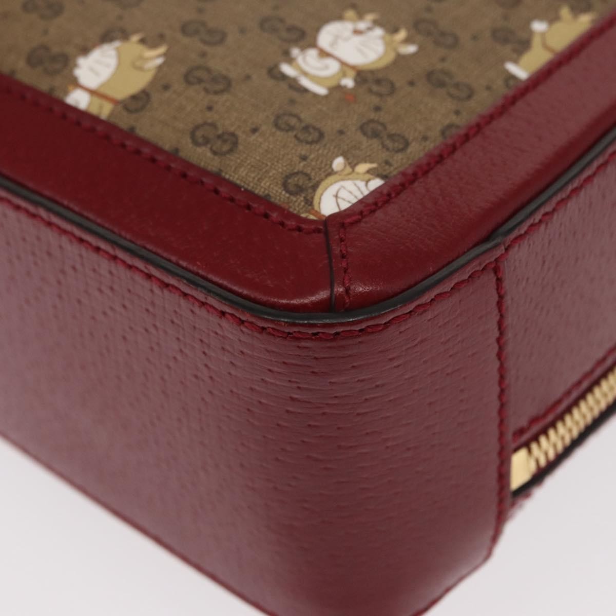 Gucci Doraemon Ophidia Zip Around Camera Printed Mini Gg Coated Canvas Beige Canvas Handbag (Pre-Owned)