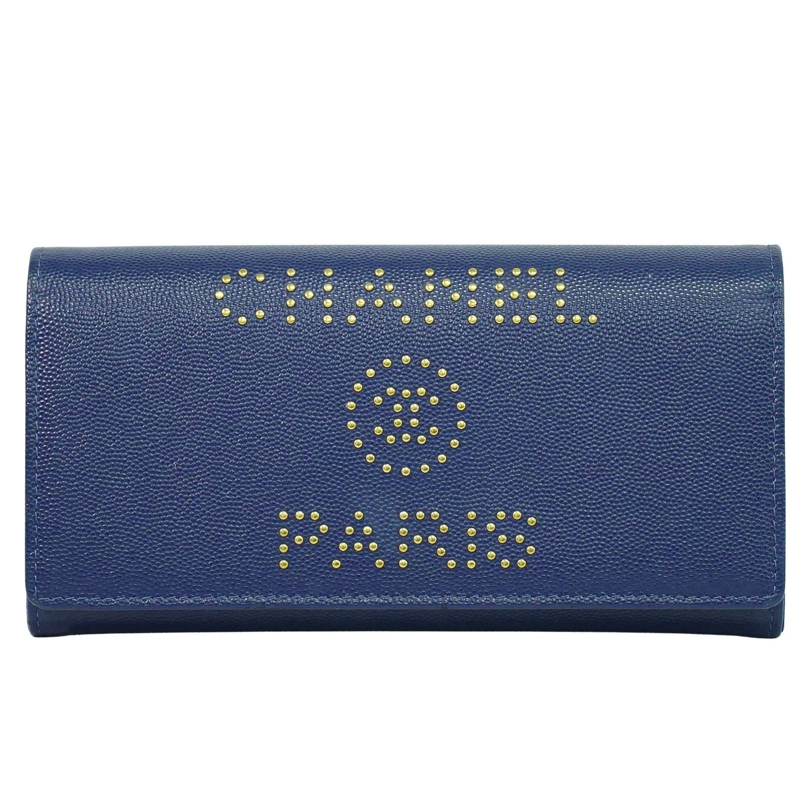 Chanel Deauville Flap Caviar Navy Leather Wallets Accessory (Pre-Owned)