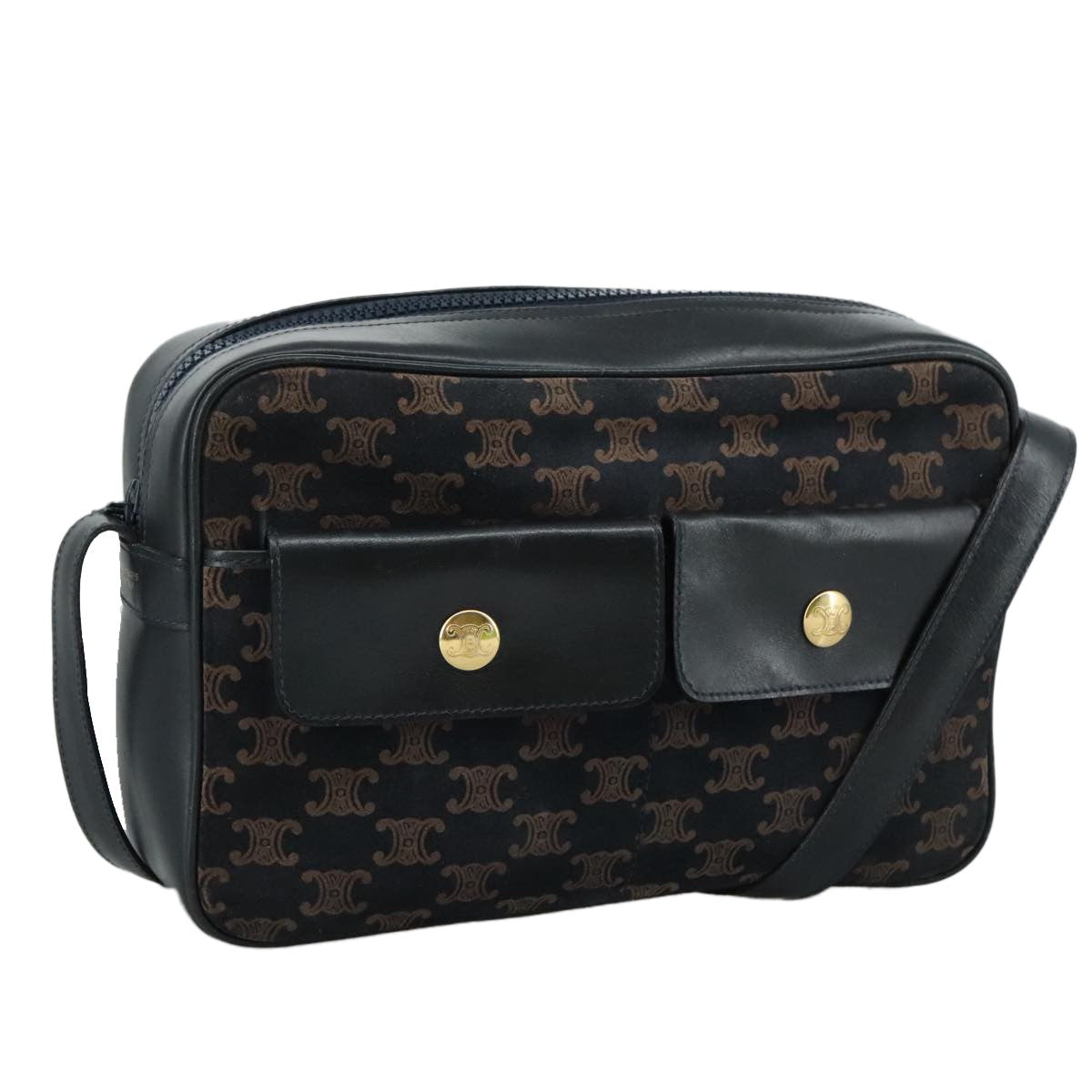 Celine Flap Shoulder Canvas Navy Canvas Shoulder Bag Bag (Pre-Owned)