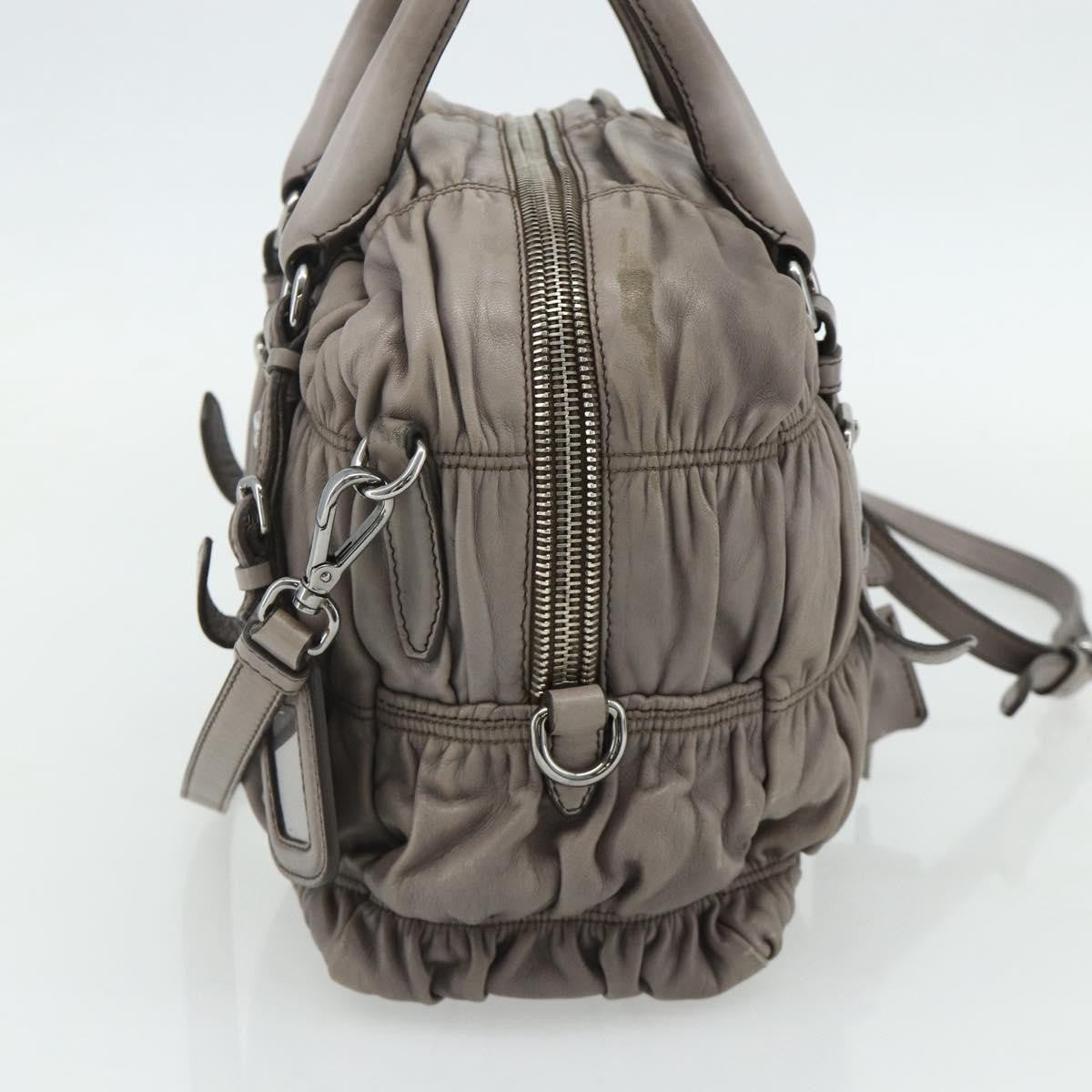 Prada Gaufre Convertible Satchel Nappa Leather Gray Leather Handbag (Pre-Owned)