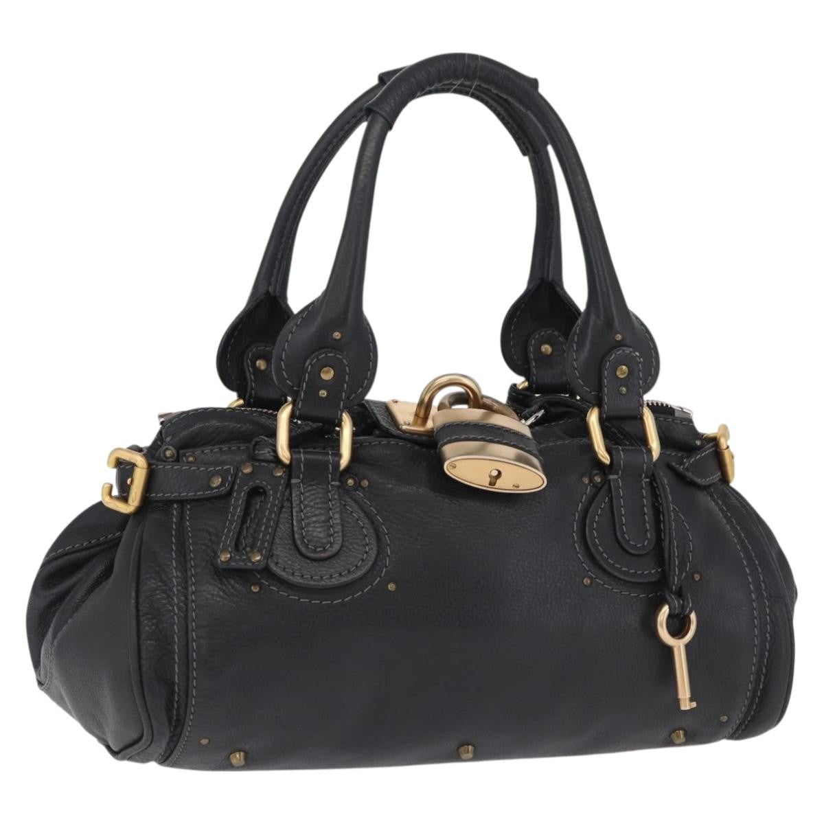 Chloe Paddington Lock Leather Black Leather Handbag (Pre-Owned)