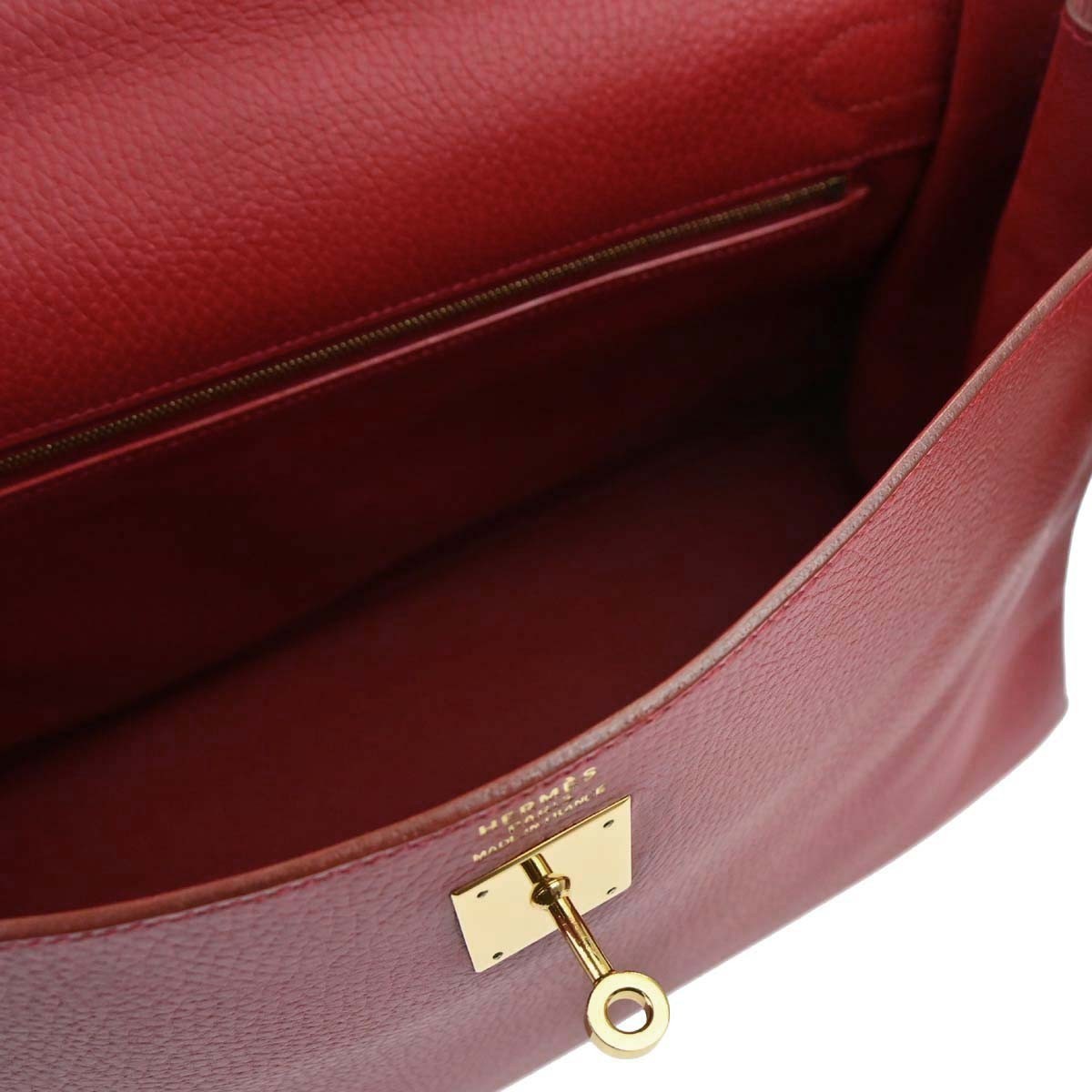 Hermes Kelly Retourne Ardennes Leather Red Leather Handbag (Pre-Owned)