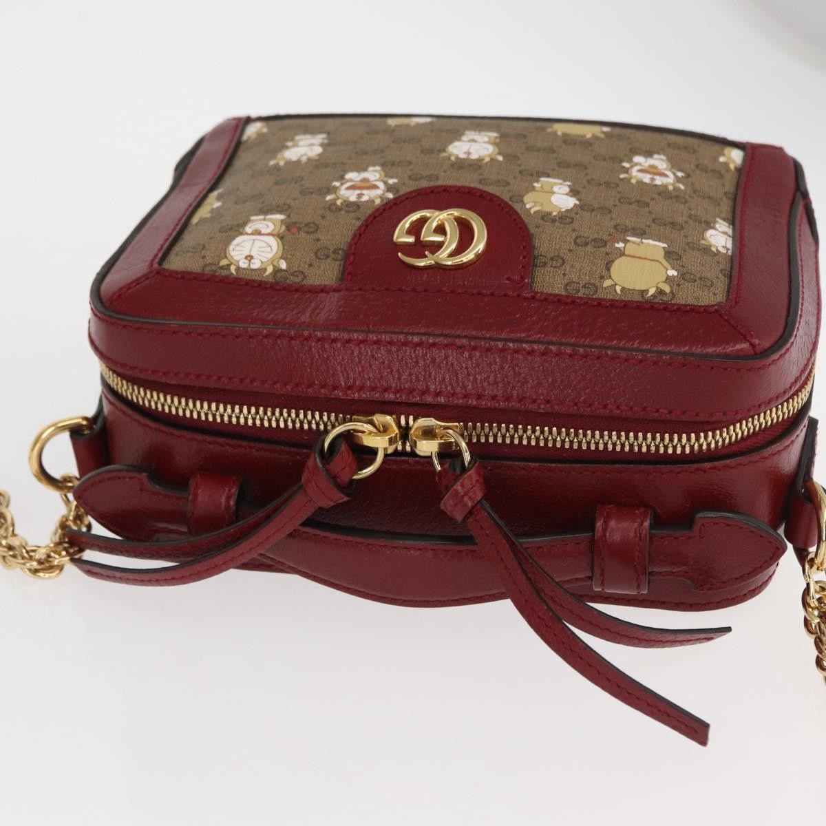 Gucci Doraemon Ophidia Zip Around Camera Printed Mini Gg Coated Canvas Beige Canvas Handbag (Pre-Owned)