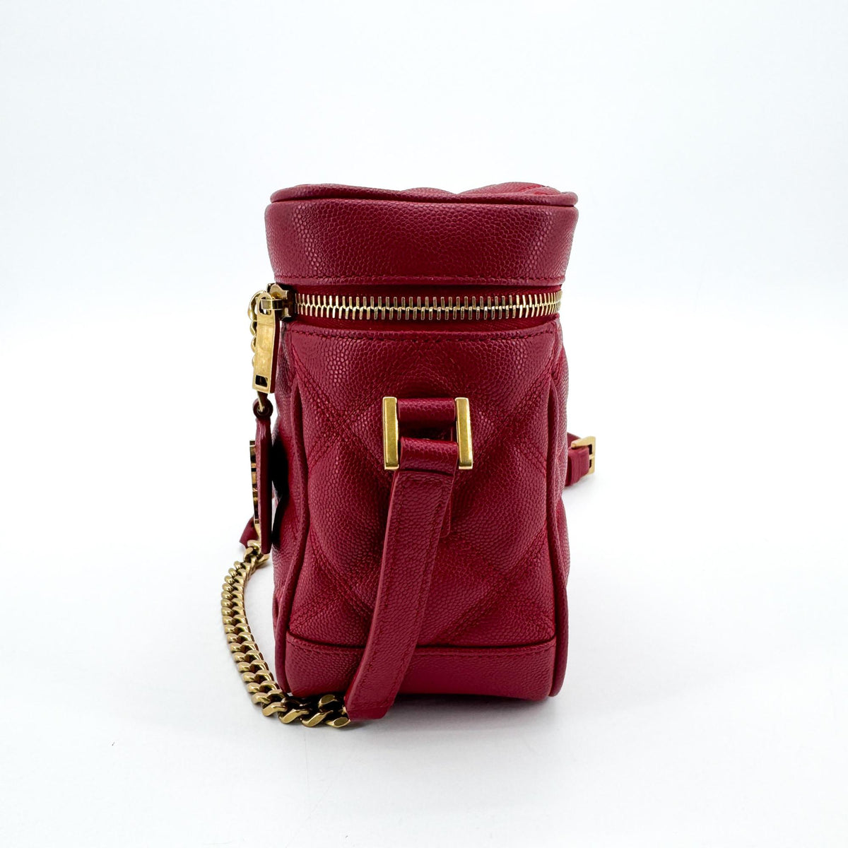 Saint Laurent 80'S Vanity Quilted Leather Red Leather Handbag (Pre-Owned)