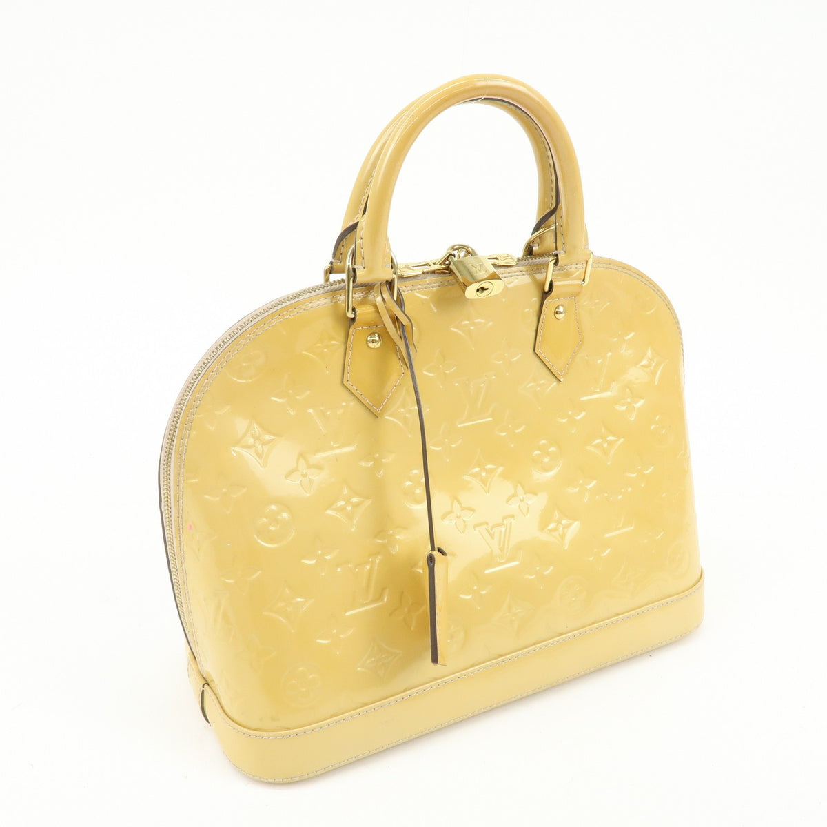 Louis Vuitton Alma Monogram Vernis Yellow Patent_Leather Handbag (Pre-Owned)
