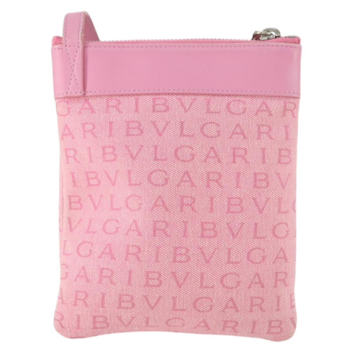 Bvlgari Logomania Canvas With Leather Pink Canvas Shoulder Bag Bag (Pre-Owned)