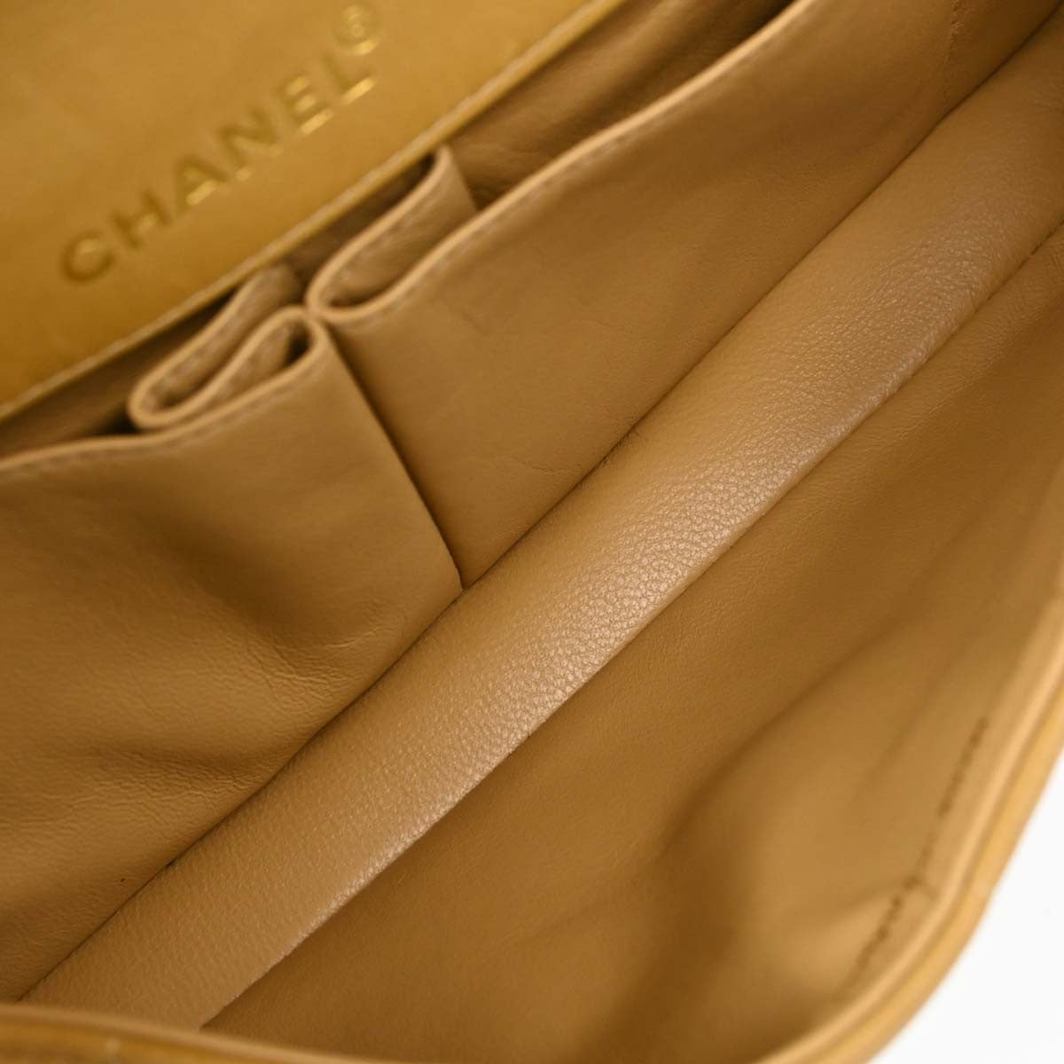 Chanel Chocolate Bar Flap Quilted Lambskin Beige Leather Shoulder Bag Bag (Pre-Owned)