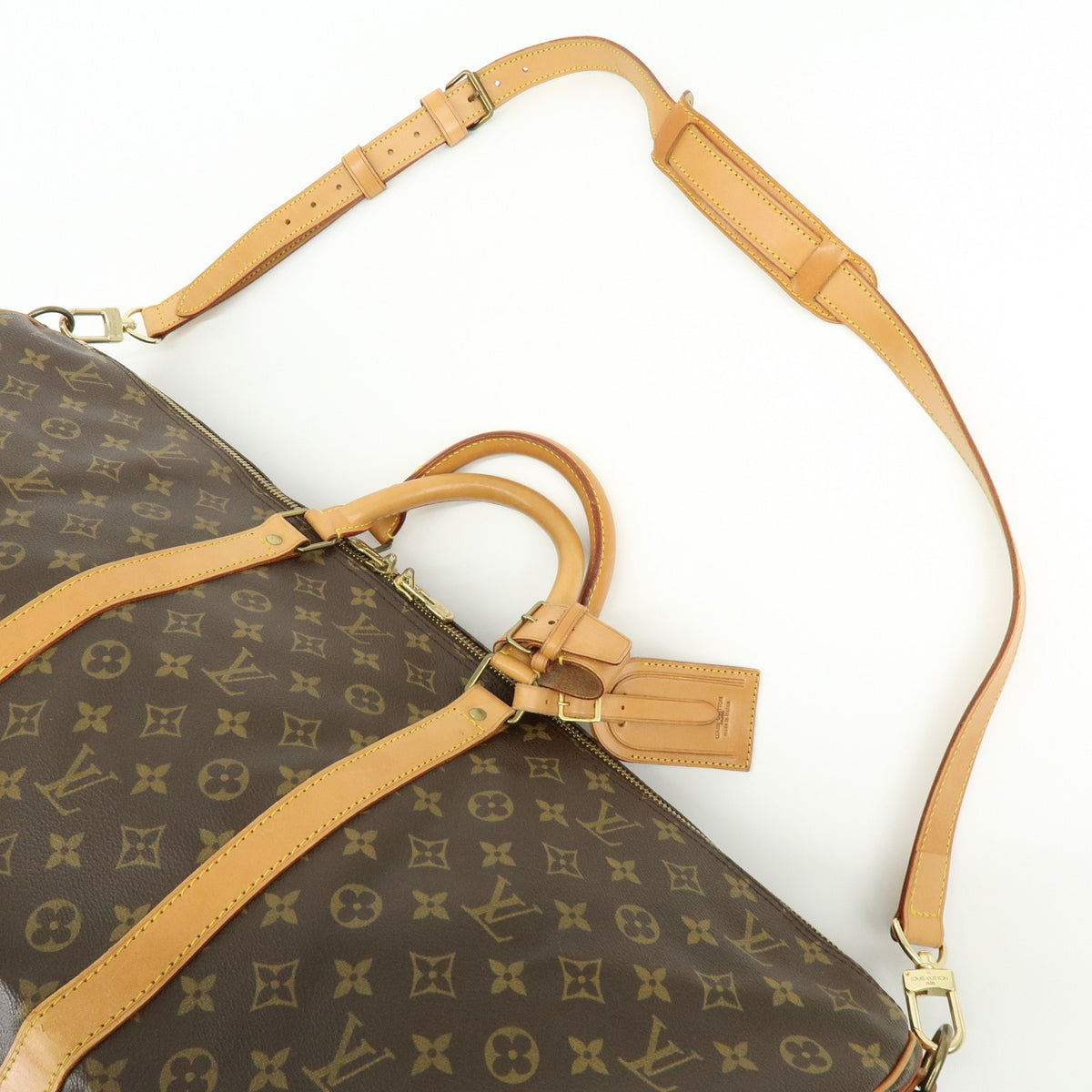 Louis Vuitton Keepall Bandouliere Monogram Canvas Brown Canvas Travel Bag Bag (Pre-Owned)