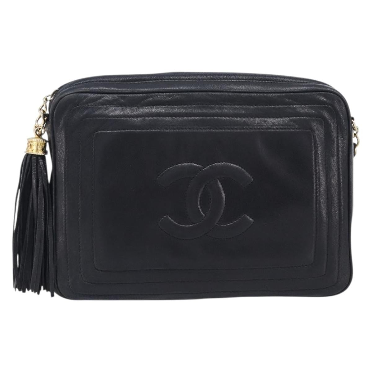 Chanel Vintage Cc Camera Leather Black Leather Shoulder Bag Bag (Pre-Owned)