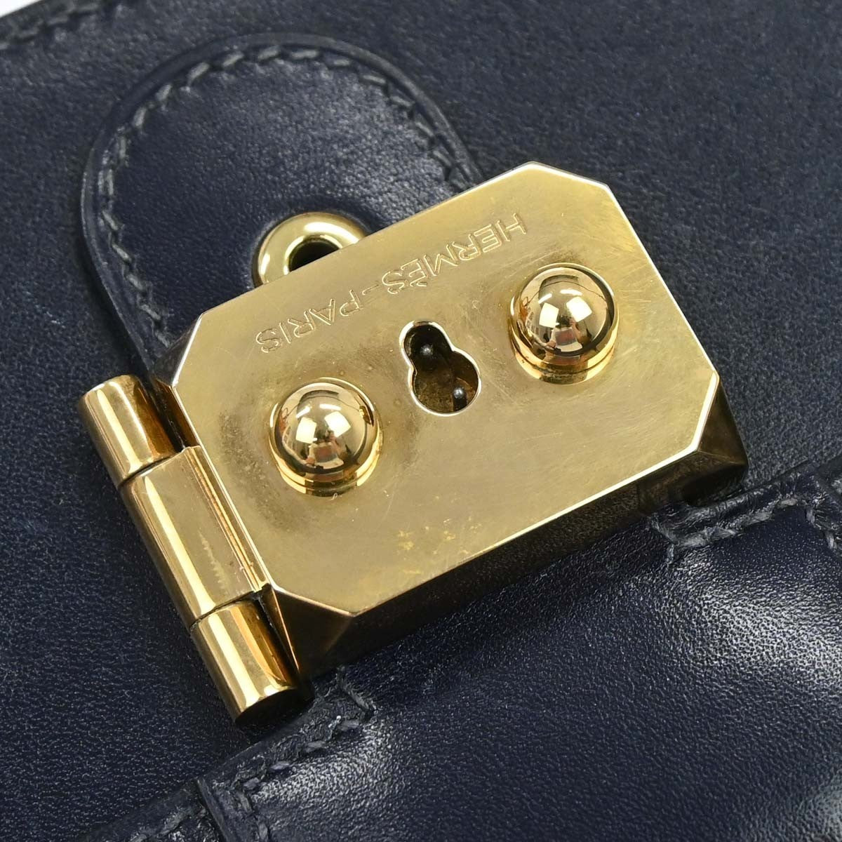 Hermes Jet Clutch Box Calf Navy Leather Clutche & Pouche Bag (Pre-Owned)