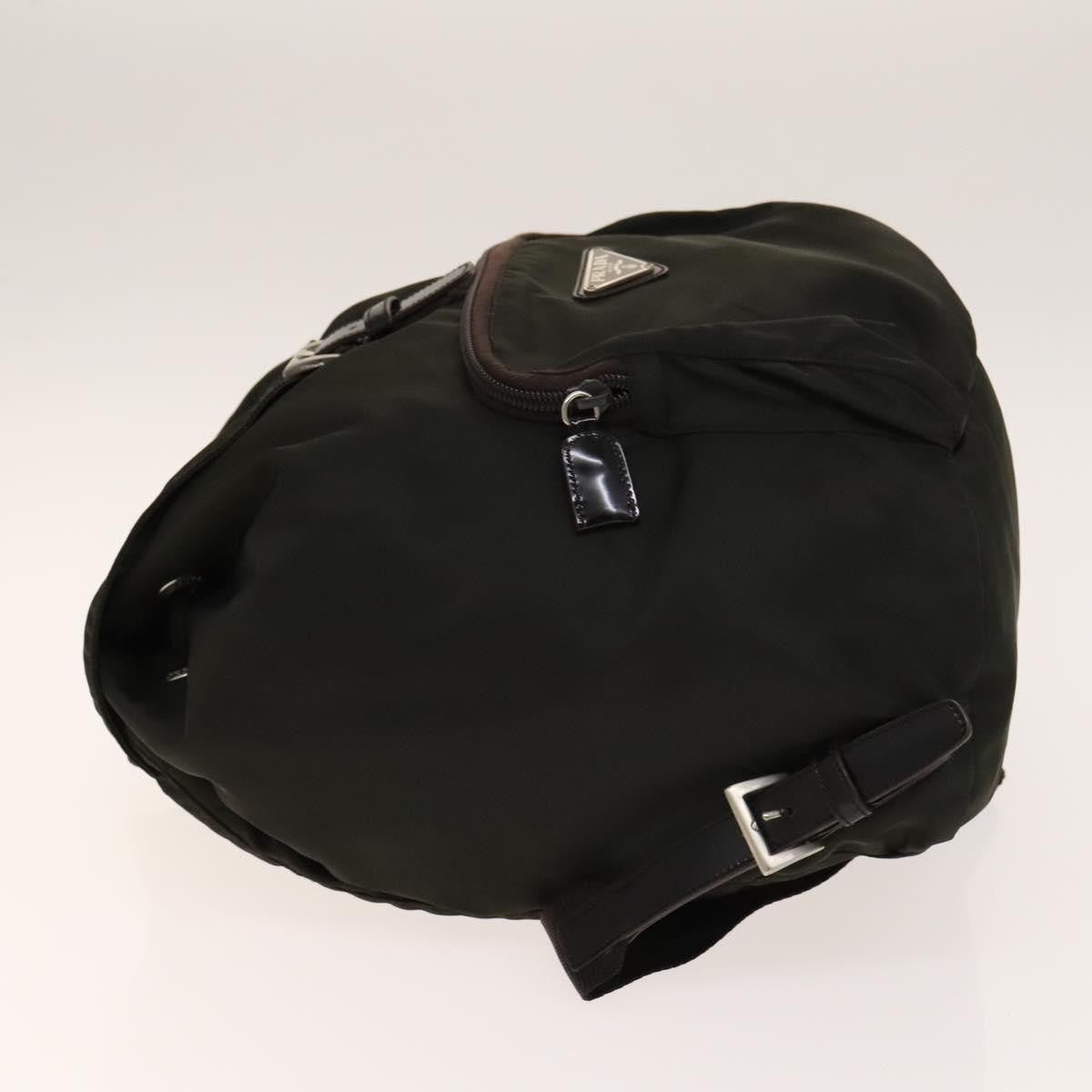 Prada Front Pocket Buckle Nylon Khaki Nylon Backpack Bag (Pre-Owned)