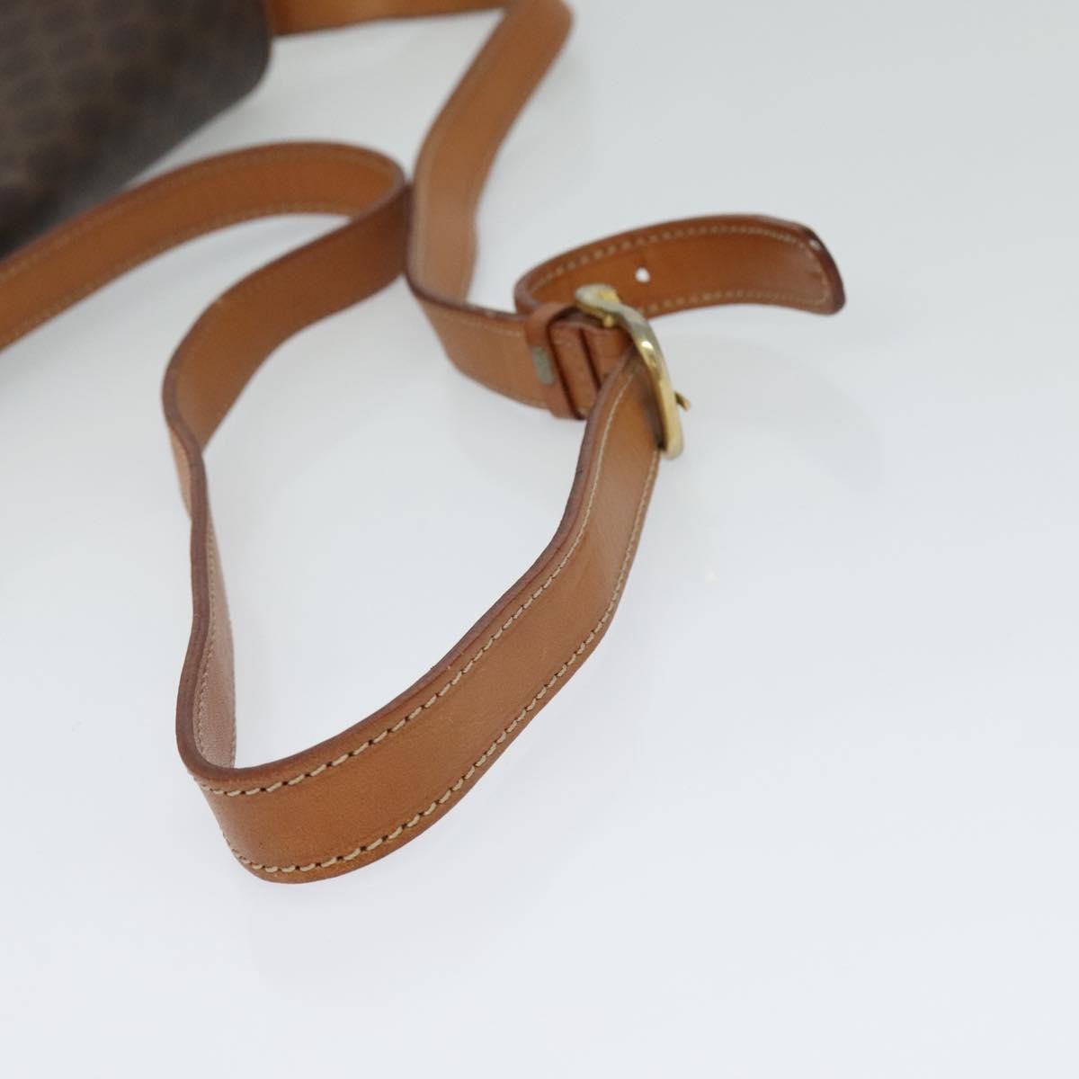 Celine Vintage Macadam Circle Logo Canvas And Leather Brown Canvas Shoulder Bag Bag (Pre-Owned)