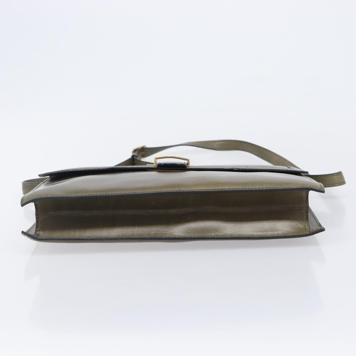 Celine Shoulder Leather Khaki Leather Shoulder Bag Bag (Pre-Owned)