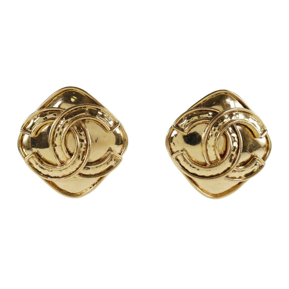 Chanel Vintage Cc Clip-On Metal Gold Gold_Plated Earrings Jewelry (Pre-Owned)