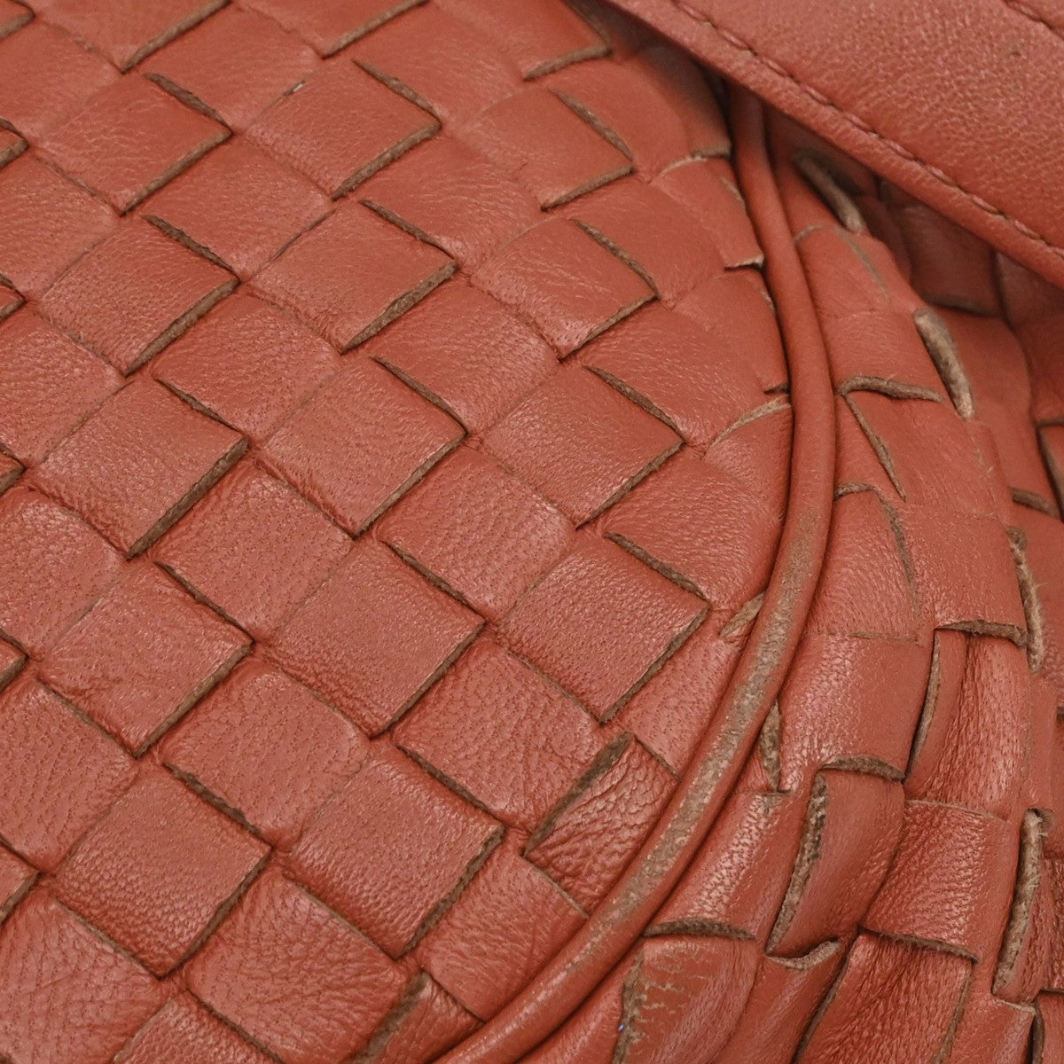 Bottega Veneta Intrecciato Shoulder Leather Red Leather Shoulder Bag Bag (Pre-Owned)