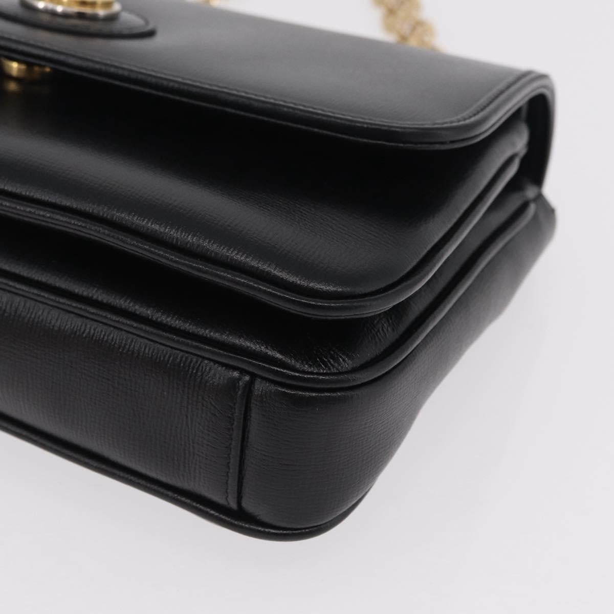 Gucci Marina Chain Flap Leather Black Leather Shoulder Bag Bag (Pre-Owned)