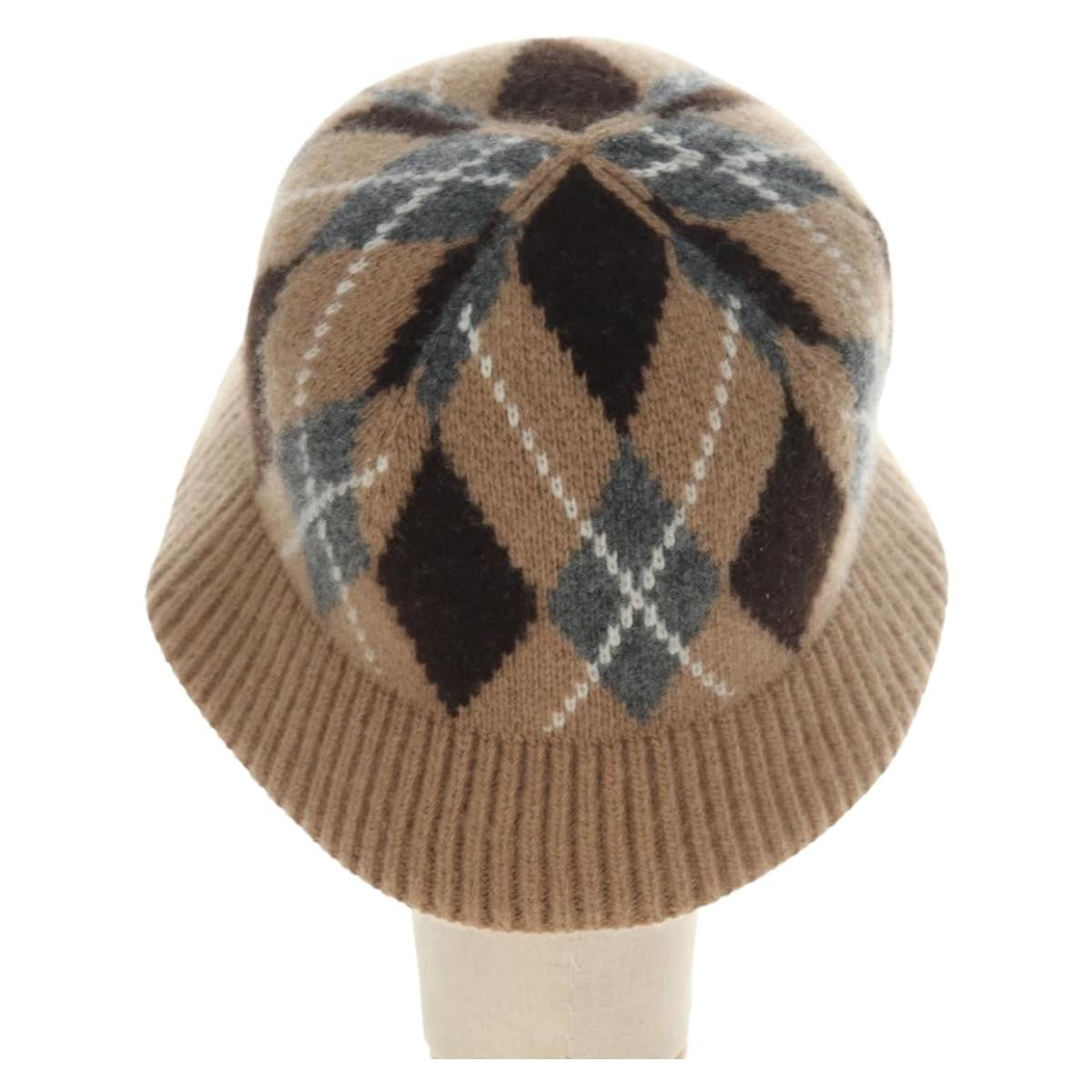 Prada Triangle Logo Bucket Hat Wool & Cashmere Beige Wool Head Accessory Accessory (Pre-Owned)