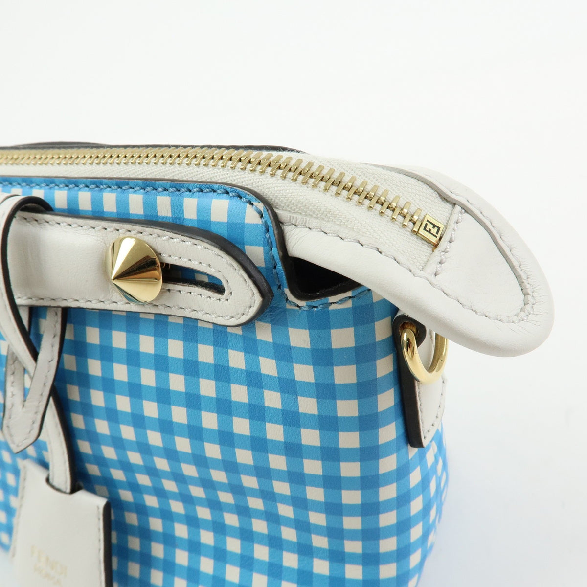 Fendi By The Way Satchel Printed Leather Blue Leather Handbag (Pre-Owned)