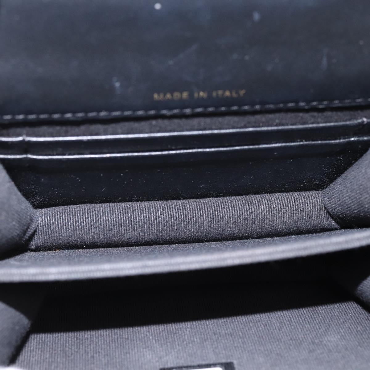 Chanel Woven Top Handle Cc Flap Clutch On Chain Patent Leather Black Patent_Leather Shoulder Bag Bag (Pre-Owned)