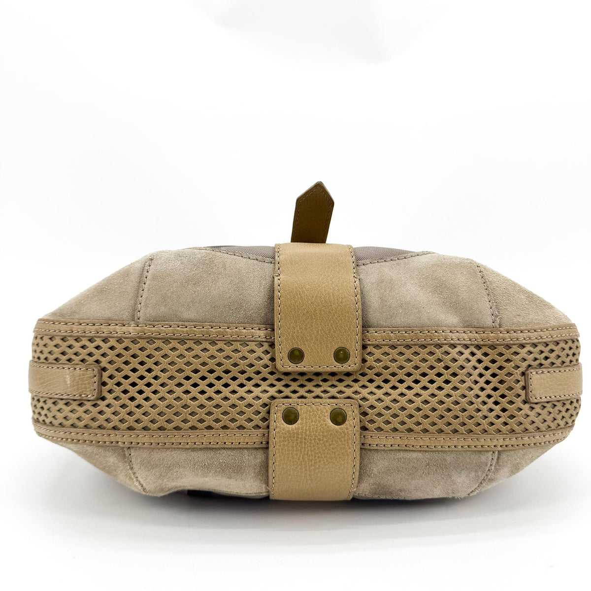 Burberry Ashwood Convertible Hobo House Check Canvas Beige Suede Shoulder Bag Bag (Pre-Owned)