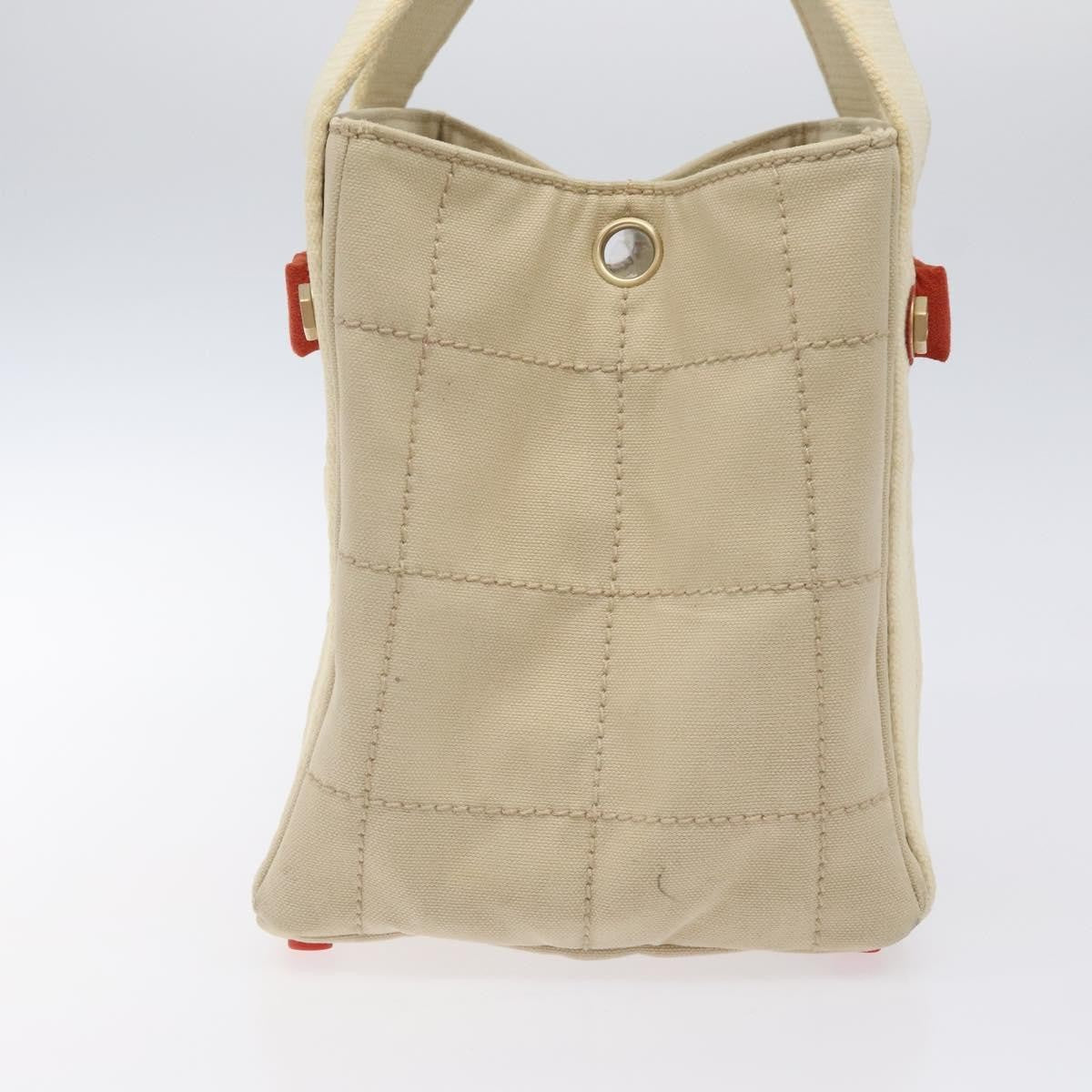 Chanel Chocolate Bar Coco Mark Canvas Beige Canvas Handbag (Pre-Owned)