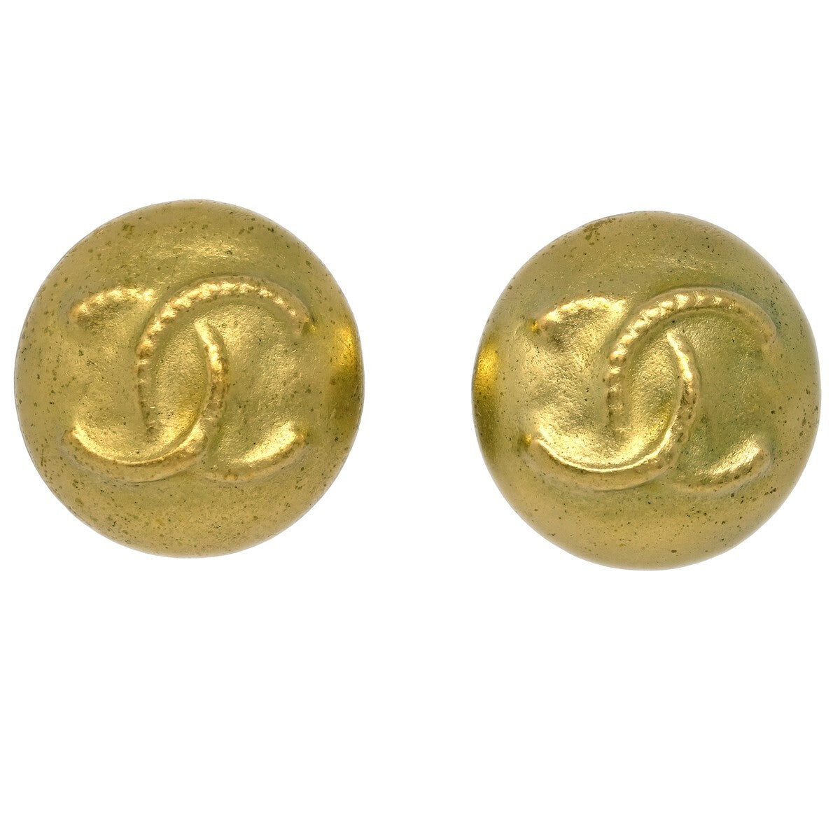 Chanel Cc Button Clip-On Metal Gold Gold_Plated Earrings Jewelry (Pre-Owned)