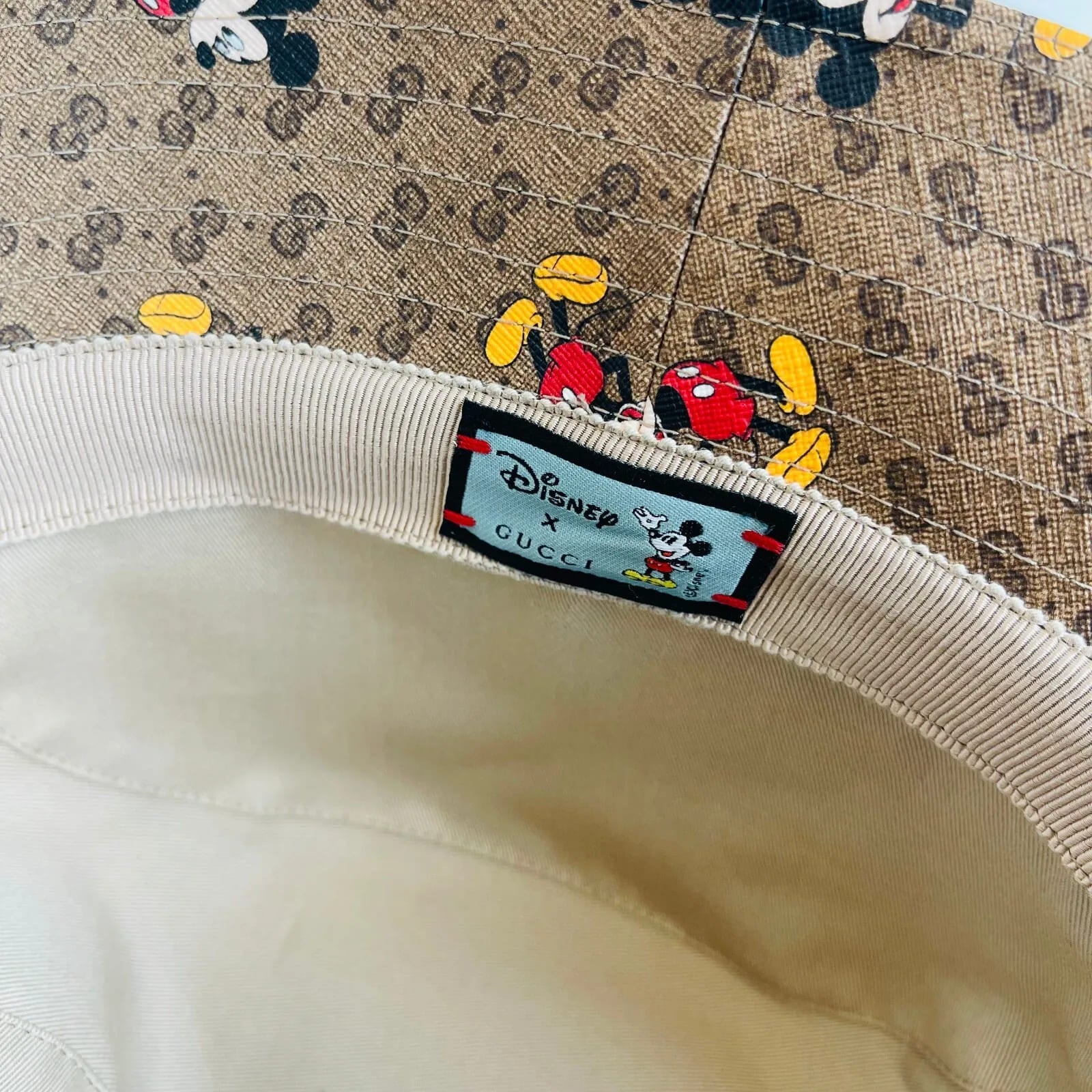 Gucci x Disney Mickey Mouse Brown GG Bucket Hat Limited Edition M