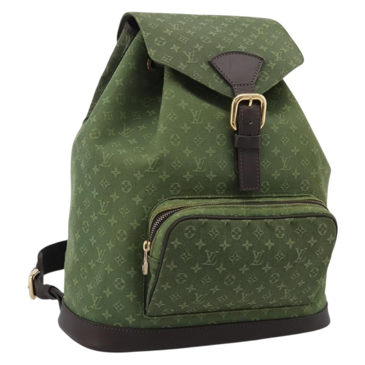 Louis Vuitton Vintage Montsouris Mini Lin Khaki Canvas Backpack Bag (Pre-Owned)