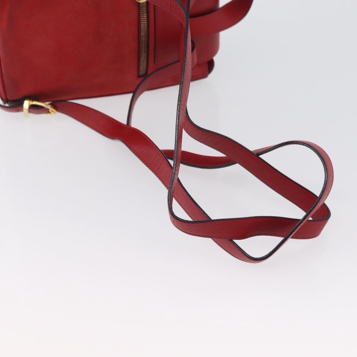 Salvatore Ferragamo Vara Flap Drawstring Leather And Suede Red Suede Backpack Bag (Pre-Owned)