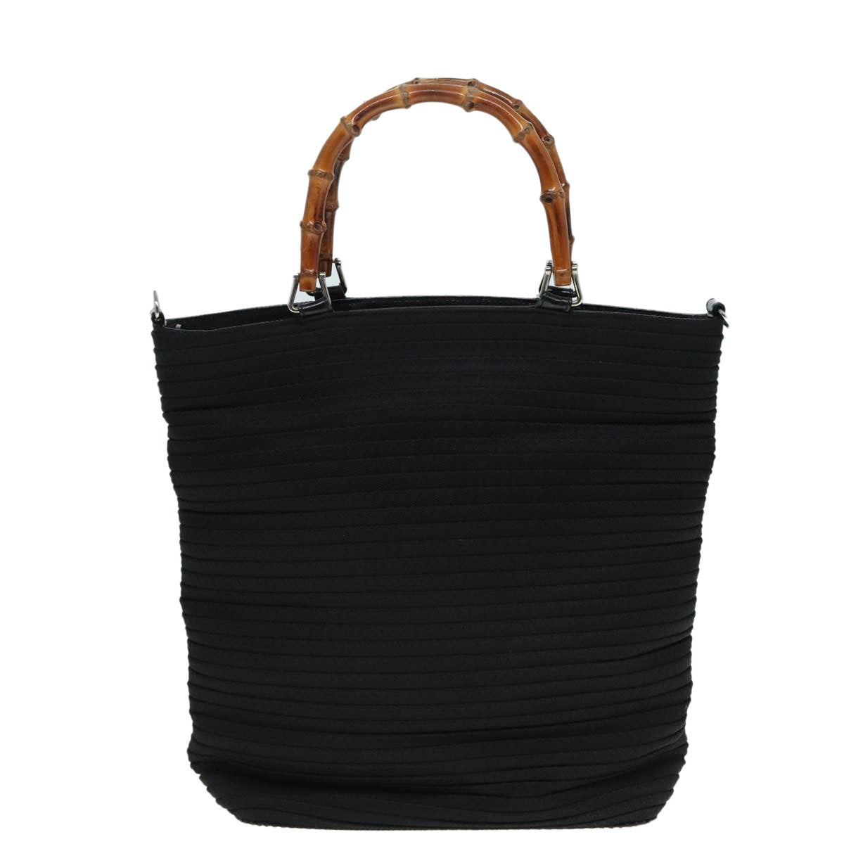 Gucci Vintage Bamboo Handle Nylon Black Nylon Tote Bag Bag (Pre-Owned)