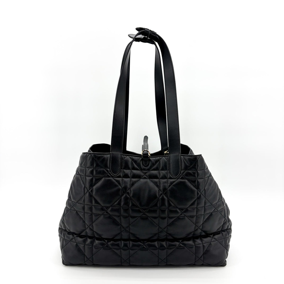 Christian Dior Toujours Macrocannage Quilt Calfskin Black Leather Tote Bag Bag (Pre-Owned)